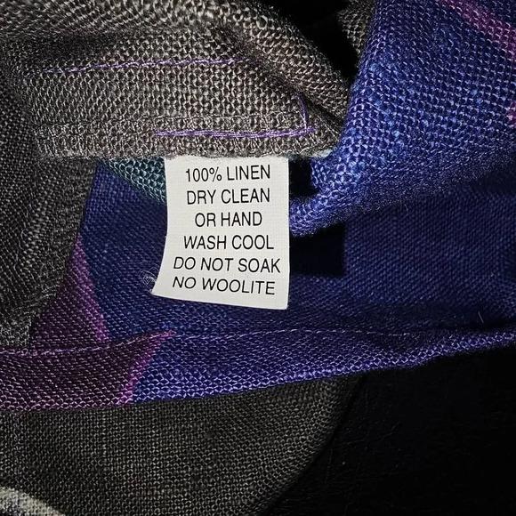 Farley Farley Womens Purple Blue Green Artsy Lagenlook Linen Abstract Jacket Med - Picture 4 of 4